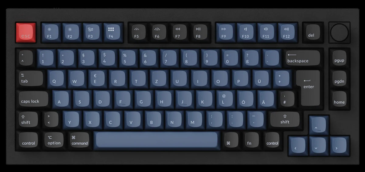 Keychron Q1 Knob Version Barebone version with ANSI layout Keychron Q1 QMK VIA custom mechanical keyboard with rotarty encoder knob version with double-gasket design and screw-in PCB stabilizer and hot-swappable south-facing RGB barebone US ANSI layout