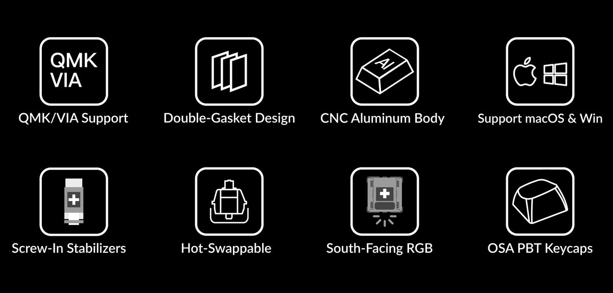 Features of Keychron Q2 QMK VIA 65% layout custom mechanical keyboard Features of Keychron Q2 QMK VIA 65% layout custom mechanical keyboard