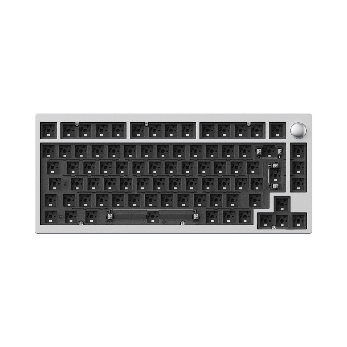 Lemokey P1 Pro QMK/VIA Wireless Custom Gaming Keyboard 75 Percent Layout Aluminum Space Silver ISO Barebone for Windows Mac Linux