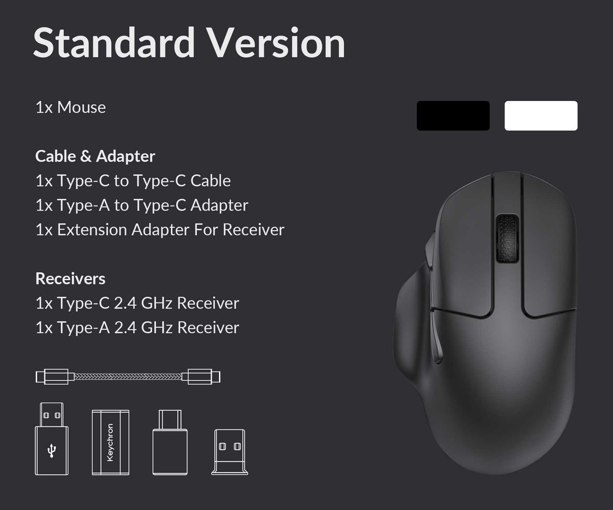 Package list of the Keychron M7 wireless mouse Package list of the Keychron M7 wireless mouse