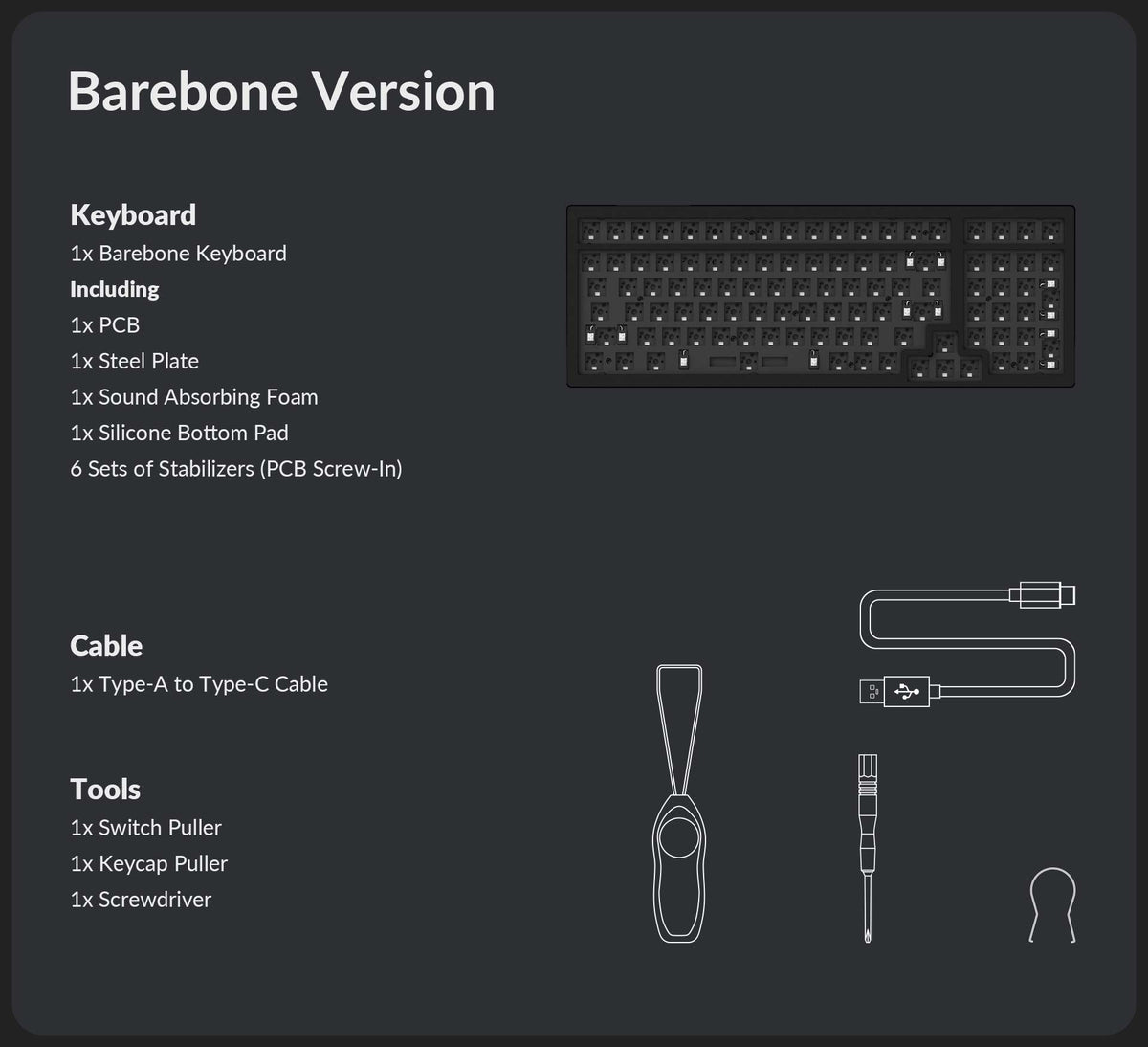 Keychron K4 Pro Barebone version package content Keychron K4 Pro Barebone version package content