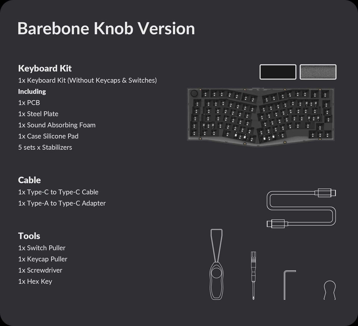 Package list of Keychron V10 Barebone Knob Version Package list of Keychron V10 Barebone Knob Version