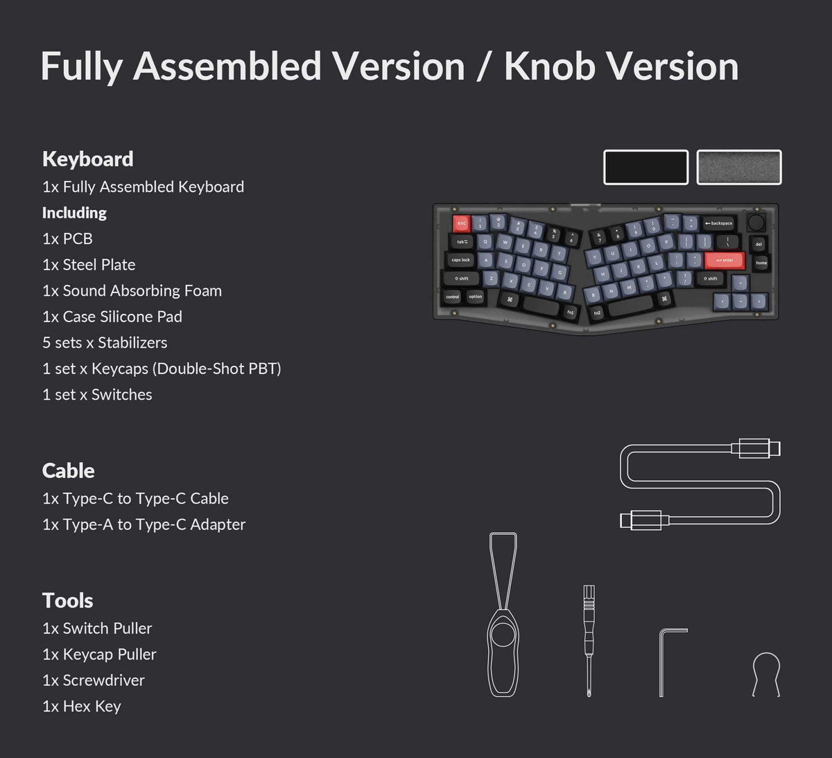 Package list of Keychron V8 Fully Assembled Knob Version Package list of Keychron V8 Fully Assembled Knob Version