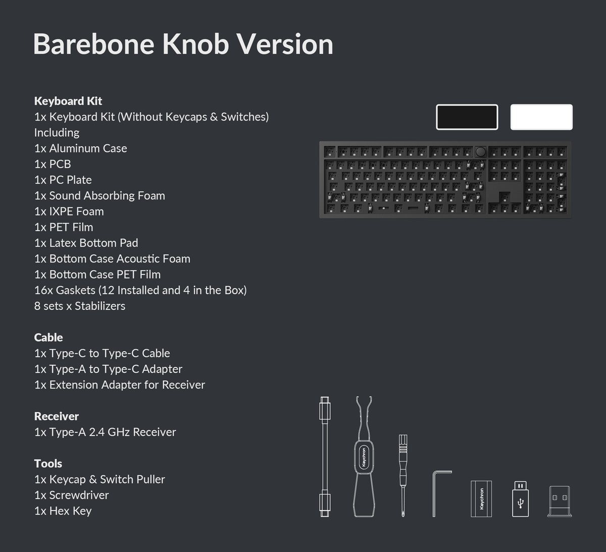 Package list of Keychron Q6 Max 100% Layout QMK/VIA Wireless Custom Mechanical Keyboard Barebone Version Q6-Max-package-list-barebone.png__PID:027cbd15-04c5-45c3-b20c-7b57ef8ef54a